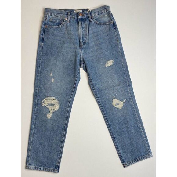 Only Straight Cropped Jeans 26 Juniors' High-Rise Straight-Leg Distressed NEW - Picture 6 of 8